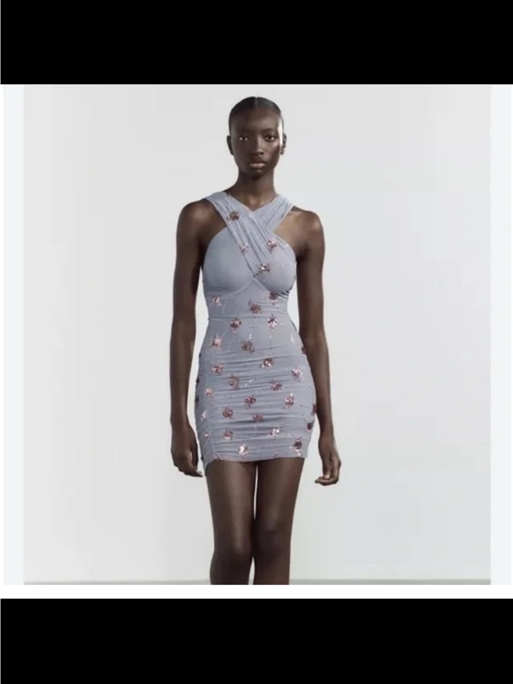 Zara Terez Blue Halter Floral Bodycon Mini Dress - Picture 2 of 3